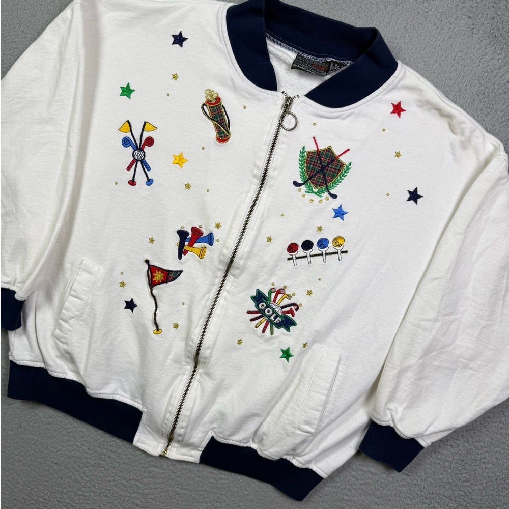 Vintage 90s‎ golf embroidered zip up sweatshirt